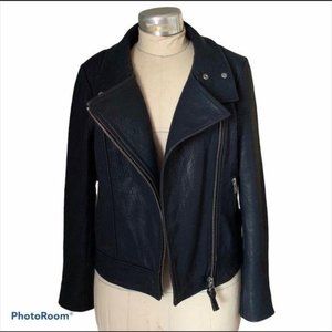 Mackage Lambskin Jacket Leather Moto Zippers Blue Indigo Navy Midnight B…